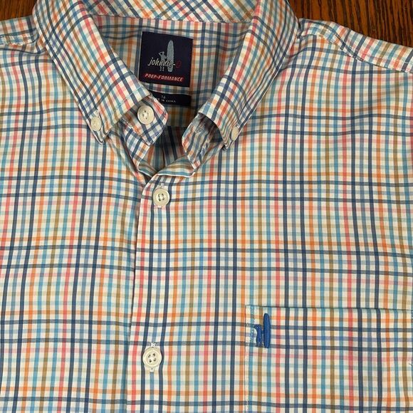 Johnnie-O Prep Formance Men's  Size 16 Multicolor Check Button Long Sleeve Shirt - Picture 3 of 13